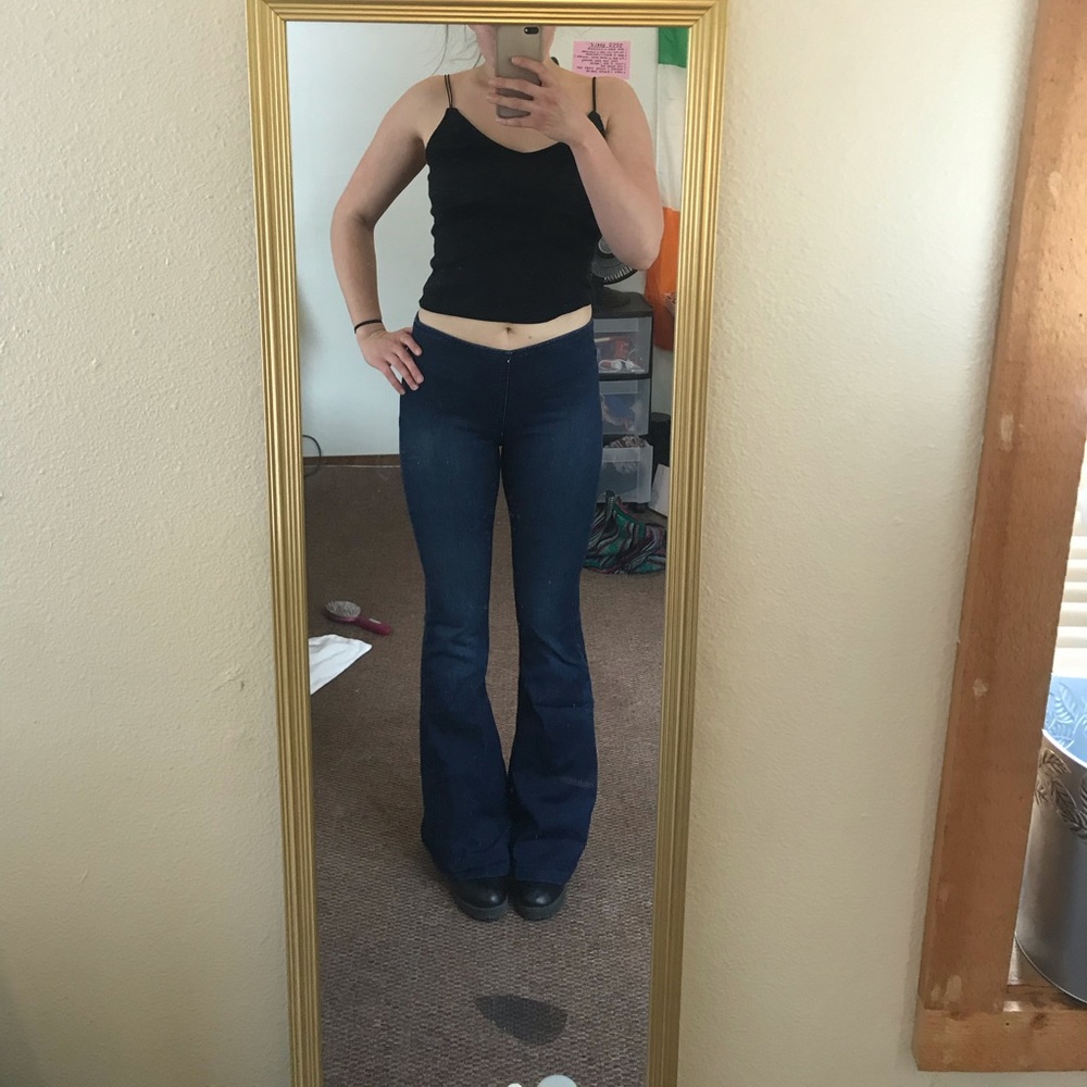 Free People Dark Wash Flare Jeans